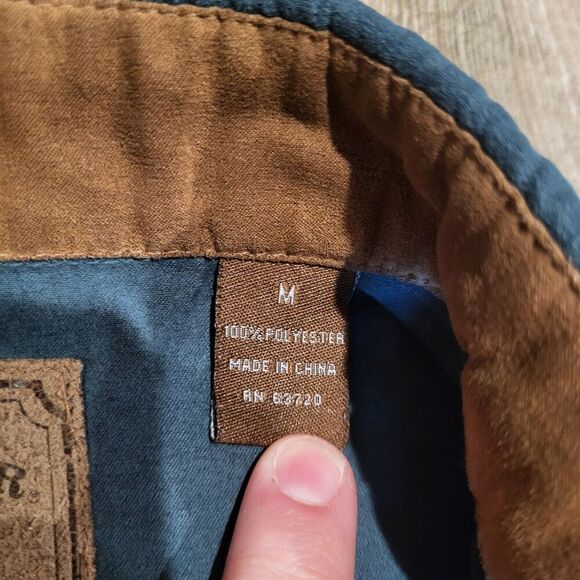 North River Outfitters Teal Button Up Shirt With Brown Elbow Patches Mens Size M - Picture 7 of 9